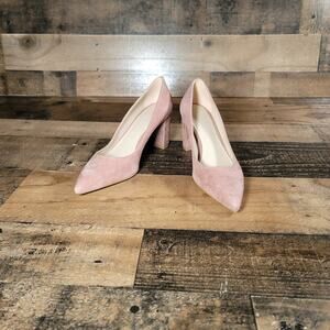 Ted Baker London Savanna Pink Suede Block Heel Court Shoe UK3.5/EU36.5/US6.5